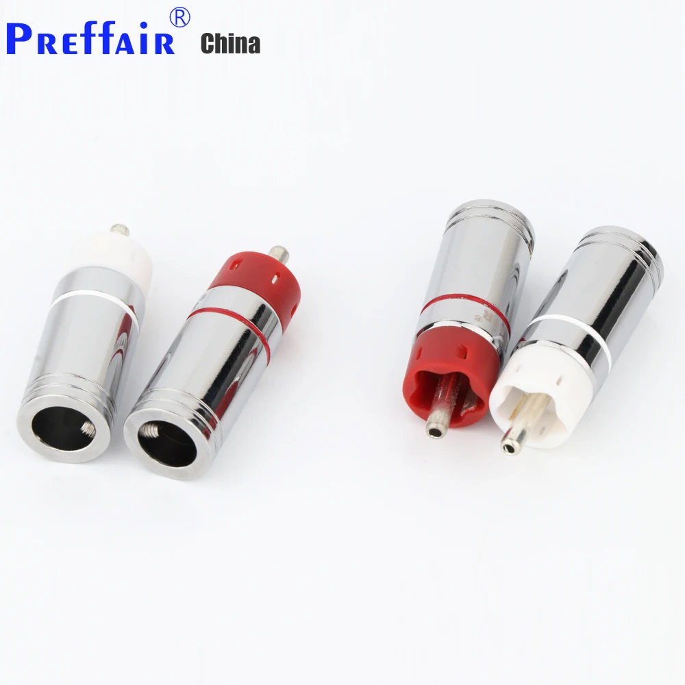 R1723 Preffair 4 Stück Star Line versilberte/vergoldete Cinch-Stecker Audiosignalanschlüsse mit Gehäuseln aus Aluminiumlegierung – Detail 10