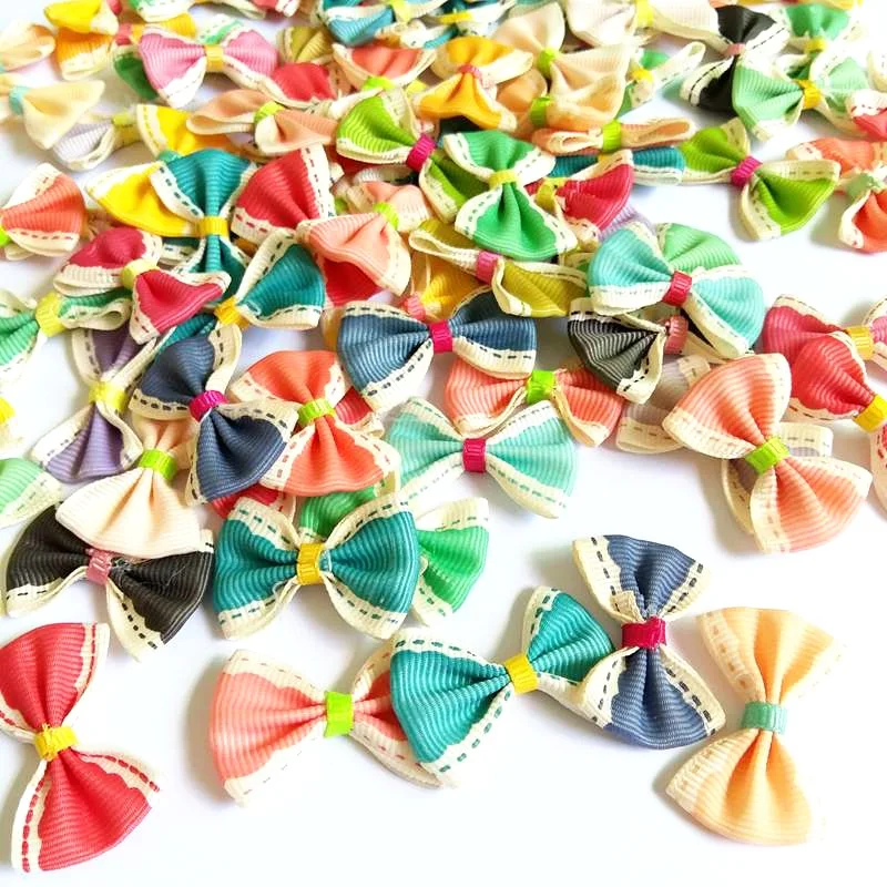 50PCS 25mm*35mm Printed  Ribbon Bow Girl Dress Gift Box Bow Tie Wedding Hair Decoration DIY Craft Making