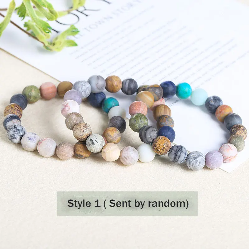 Charm Planet Bracelet Beads Energy Stone Bracelet For Men Women Gifts Mixed Stone Frosted Bracelet Charm Fashion Jewelry Gift