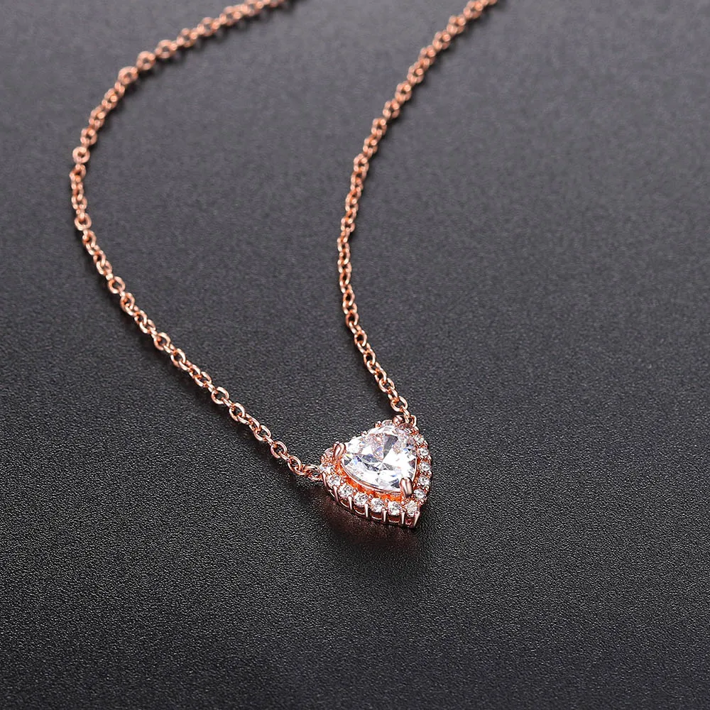 ZHOUYANG Heart Necklace For Women Cubic Zirconia Rose Gold Color Neck Pendants Choker Chains Jewelry Female Wholesale N317