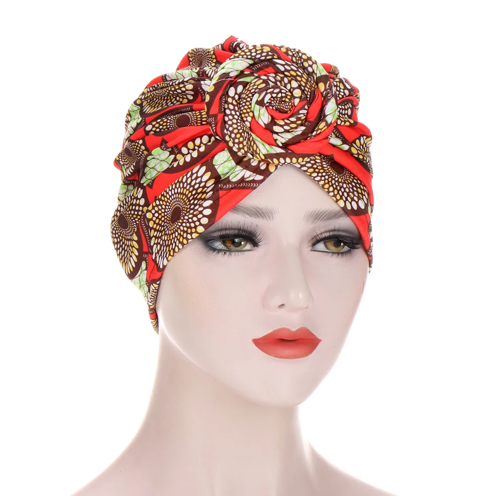 Women Tie Turban Hat Knot Turban Printed African Twist Headwrap Ladies Hair Accessories India Hat Chemo Cap Bonnet Beanies New