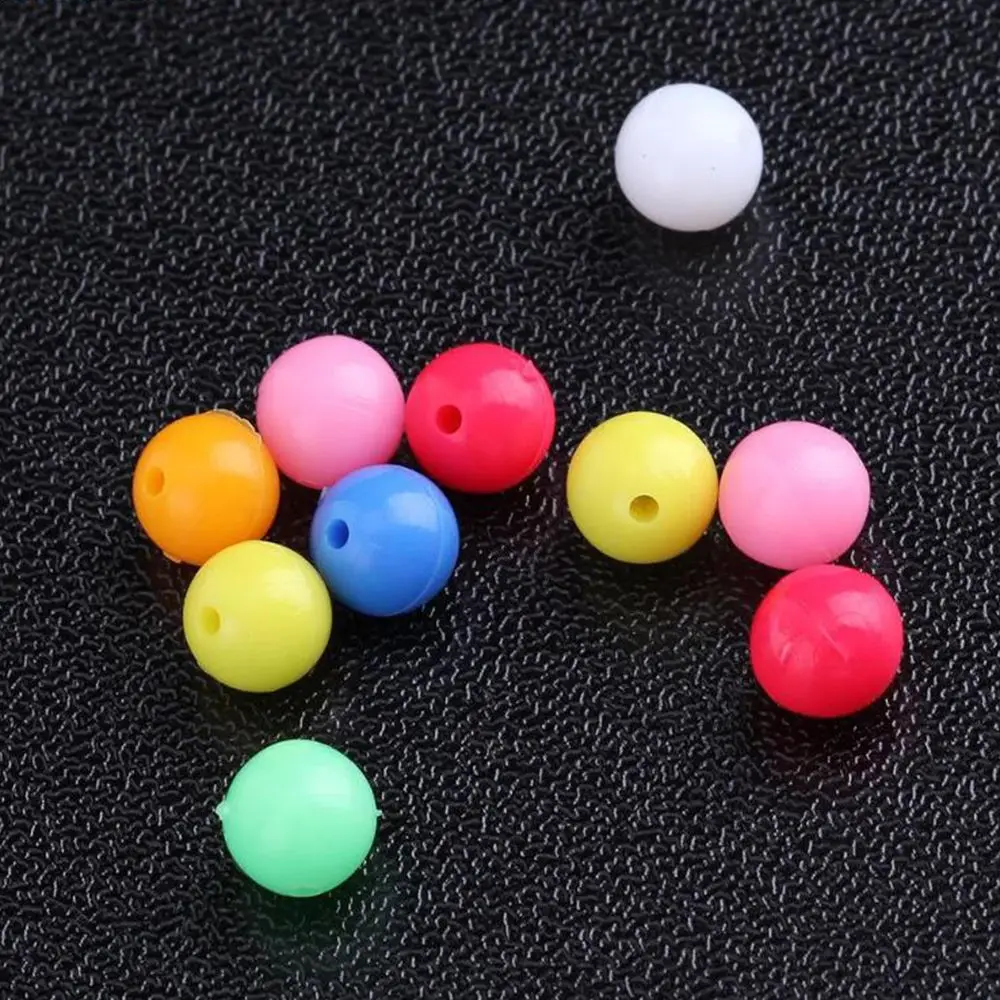 100Pcs Mixed Color Fishing Cross Beads Double Pearl Floats Balls Round PE Plastic Drill Stoppers High Quality Fishing Accessory