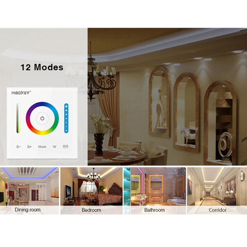 Miboxer P3 Smart LED Touch Switch Panel Controller DC12-24 RGB RGBW RGB+CCT LED Led Dimmer for LED Strip Panel Light Wall light