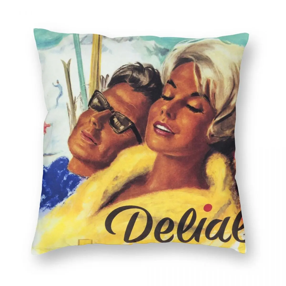 DELIAL Delightful Velvet Tan Germany Square Pillowcase Polyester Linen Velvet Printed Zip Decor Pillow Case Bed Cushion Cover