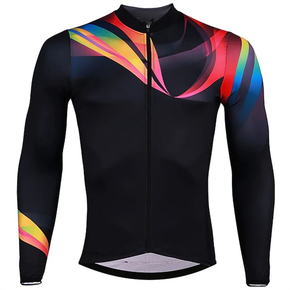 Men Custom Sublimation 100% Polyester  Mountain  Cycling Jersey Quick-Dry Top Long Sleeve Design Jersey New Riding Bike Hot Sale