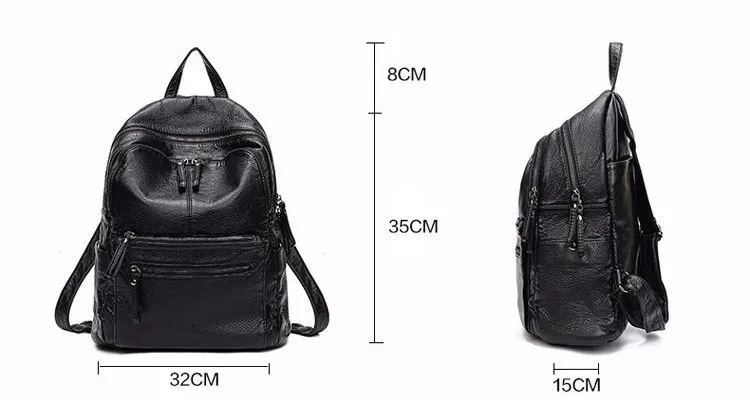 NIGEDU Weiche PU leder Frauen rucksack Große kapazität damen rucksack schwarz Casual Schule Buch Tasche reisetasche Daypack mochila