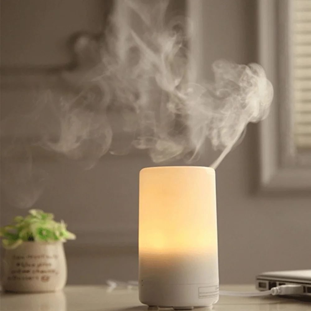 Mini Humidifier Ultrasonic Aroma Diffuser USB Night Light Air Purifier Desktop Essential Oil Diffuser With Warm Light For Home