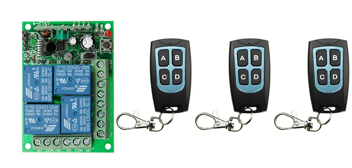 DC12V 24V 4 CH 4CH RF Wireless Remote Control Switch System Receiver+Waterproof Transmitter,315/433.92 MHz Garage Door /lamp