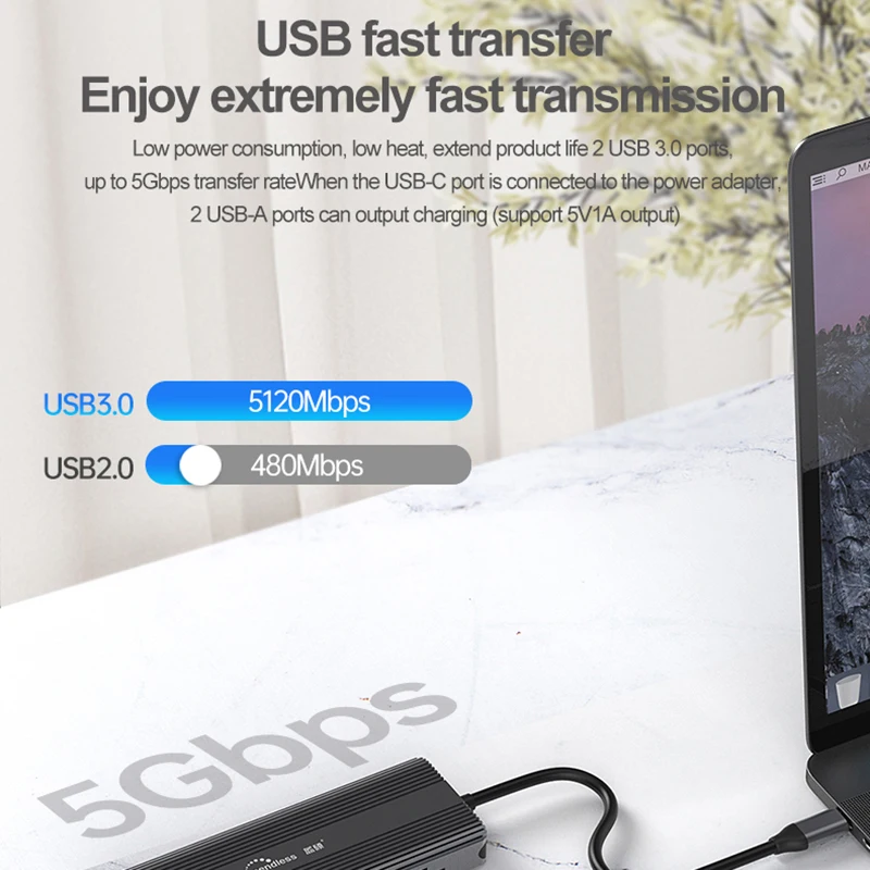 Blueendless USB Hub 3,0 Multi HDMI DP RJ45 Krempel Leser USB Splitter für MacBook Pro Computer Zubehör Typ C USB C Dock