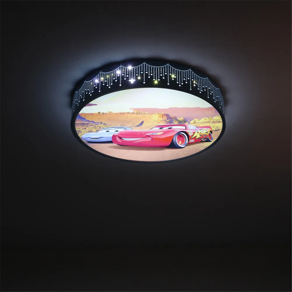 Cartoon Car Round Led Ceiling Lamp Changeable Remote Children Bedroom Nursery Baby Corridor Indoor Home Deco Lighting Fixtures