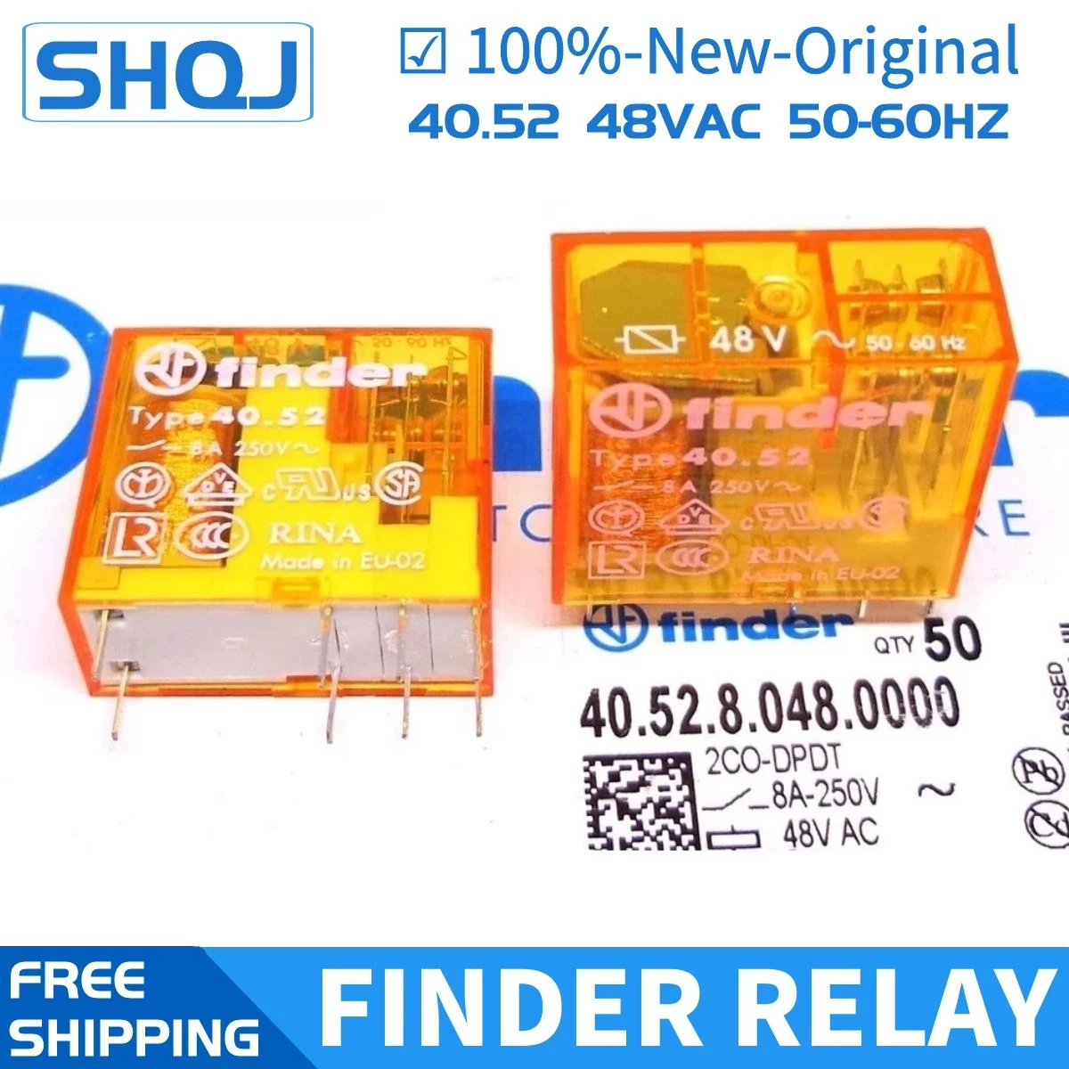 

2PCS finder relay 40.52.8.048.0000 40.52 48VAC 8A 2CO 8PIN 100%-new-original