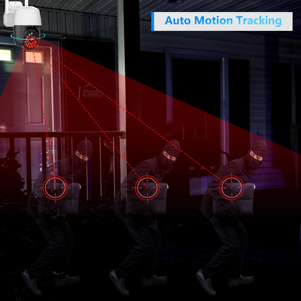 Outdoor PTZ Wireless IP Camera Auto Tracking 3MP Cloud Home Security Wifi Camera 10X Digital Zoom Speed Dome Camera 15pcs LEDS