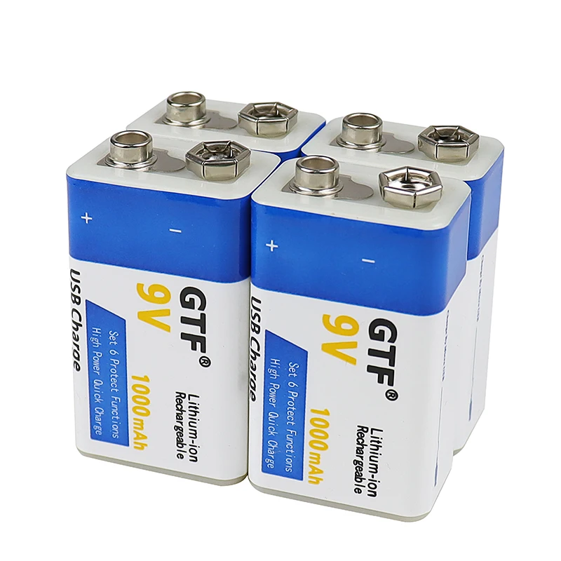 GTF جديد 9 فولت 1000 مللي أمبير USB تهمة بطارية ليثيوم أيون بطارية قابلة للشحن Type-C USB ل متعدد ميكروفون لعبة التحكم عن بعد KTV