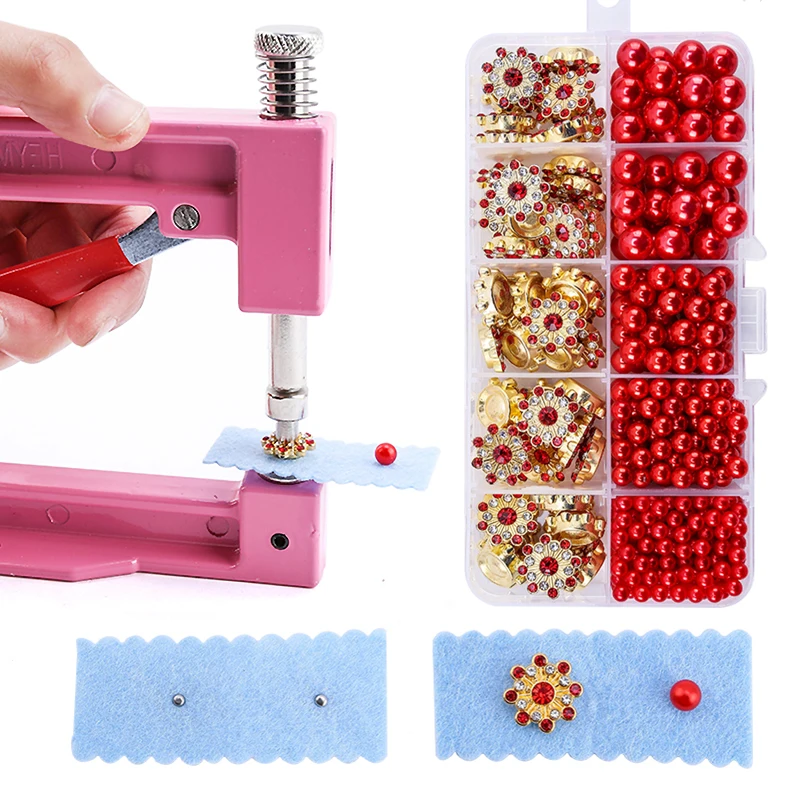 Torus Hand Pearl Setting Machine Plastic Beads Rivet Fixing Machine with Beads Screw Heads for DIY Bags/Clothes/Skirts/Hats