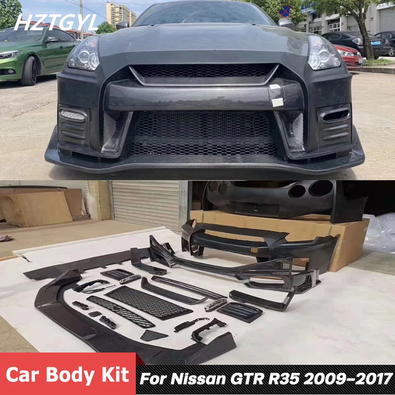 N Style Carbon Fiber Or PP FRP Material Front Rear Bumper Side Skirts Spoiler For Nissan GTR R35 Car Tuning 2009-2017