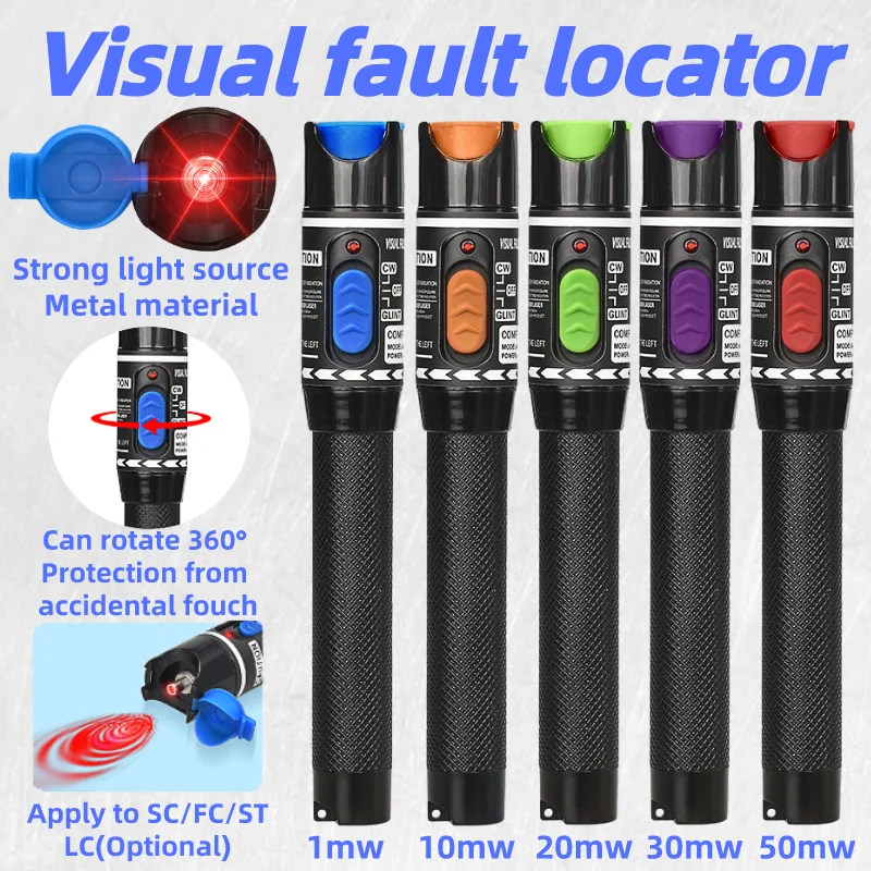 Ftth Glasvezelkabel Tester Pen 1/10/20/30/50Mw Visual Fault Locator Sc/Fc/St 2.5Mm Interface Vfl Optical Fiber Test Tool