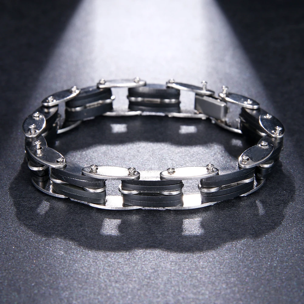 2024 Trend Jewelry Classical Stainless Steel Bicycle Chain Bracelet Combination Cuff Bracelet Men\'s Gift Accessories