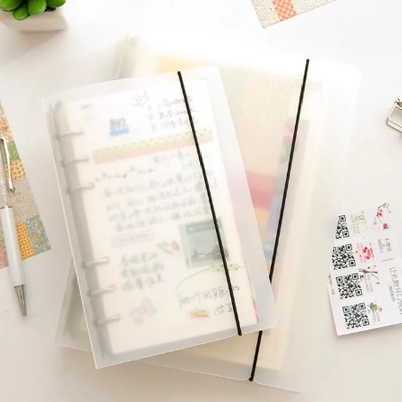 A5 A6 Translucent PP planer Binder Spiral Notebook 45sheet Index 6-Hole Loose-leaf Student Stationery School Office Supplies