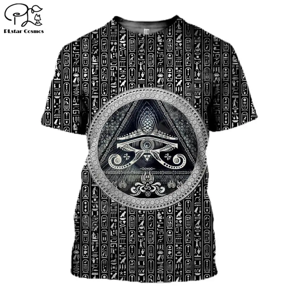 PLstar CosmosHorus Ancient Horus Egyptian God Eye of Egypt Pharaoh Anubis face 3dPrint T-shirt Men/Women Unisex Streetwear S-1 image 2