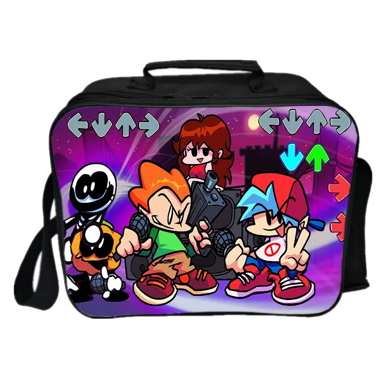 Cartoon Friday Night Funkin Lunch Bag Students Lunch Box Hot Game Office Food Storage Case Waterproof Tote Functional Lunchbags