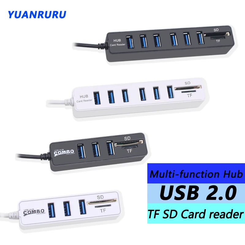 USB Hub 2.0 Multi USB 2.0 Hub USB Splitter High Speed 3 6 Ports 2.0 Hab TF SD USB Card Reader USB Extender For PC Laptop