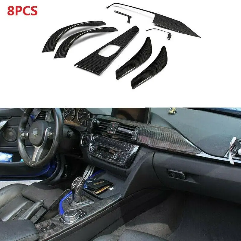 Carbon Fiber Interior Trim Dashboard Center Cover Fit ForBMW F30 F36 F80 M3 4 Door 2012 UP