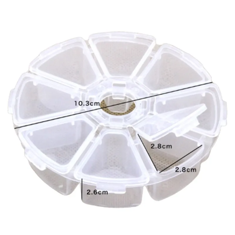 New 8 Round Compartment Storage box Transparent PP plastic box Small Component Jewelry Tool Box Bead Pills Objects Organizer