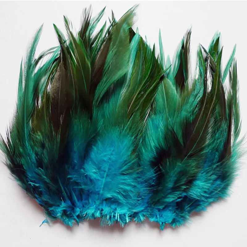 Hot 50pcs Sky Blue 10-15cm Pheasant Chicken Neck Feathers For DIY Crafts Rooster Plumas Jewelry Wedding Party Earring Decoration