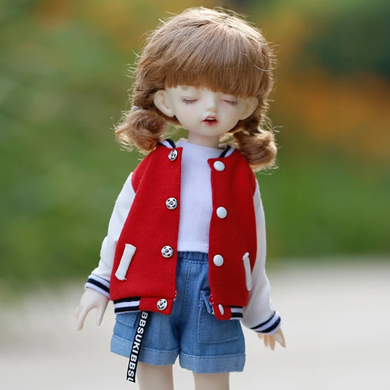 1/6 Bjd Doll Clothes School Uniform Baseball Uniform Jacket Short-sleeved T-shirt Shorts or Skirt for Yosd, 30 Cm Doll Clothes