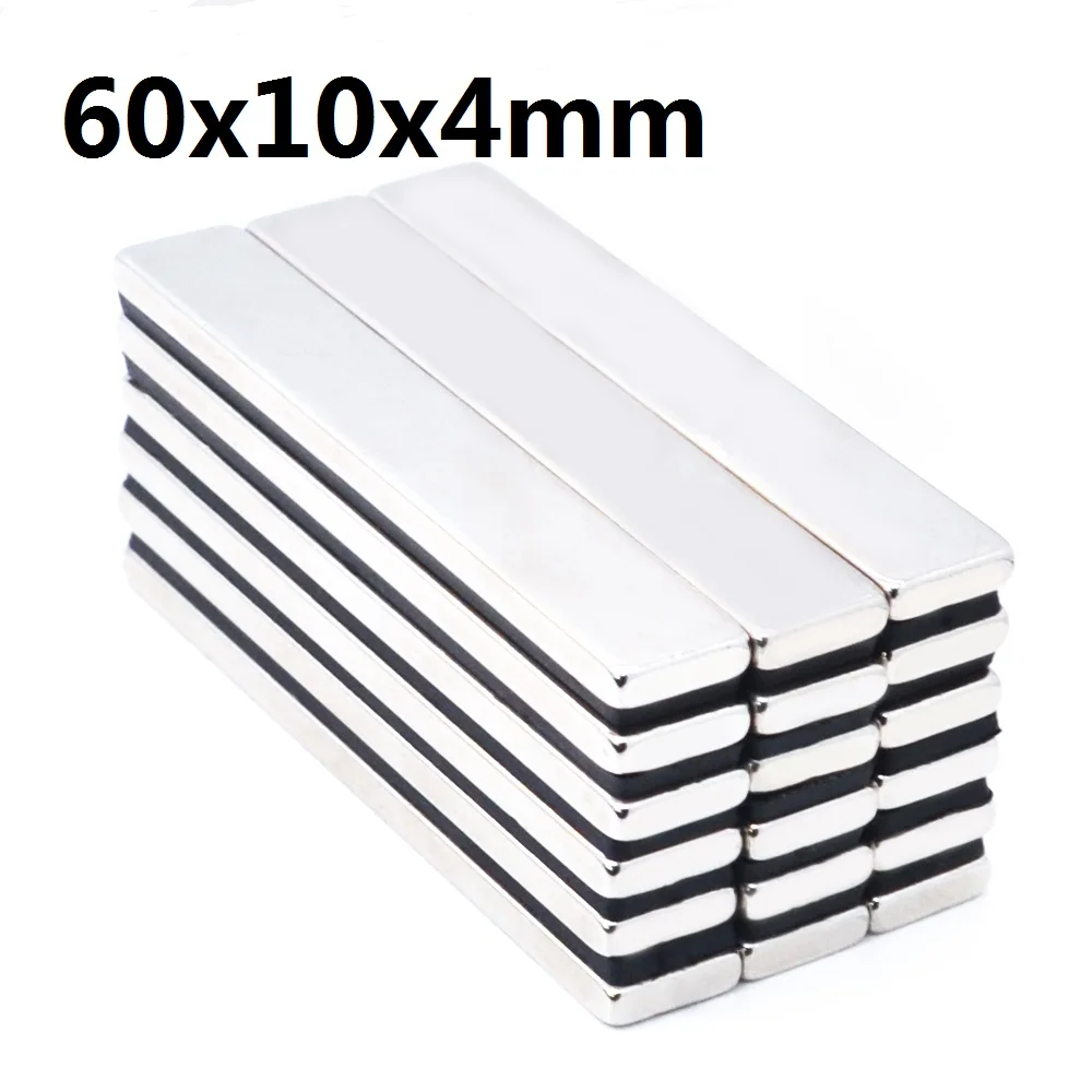 2/5/10pcs 60x10x3/4/5mm N35 Block Strong Neodymium Magnet Rare Earth Powerful Fridge Magnets 60 x 10 x 3 / 4 / 5 mm