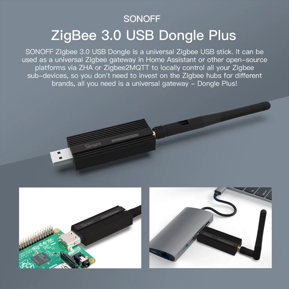 SONOFF Zigbee 3.0 USB Dongle Plus Universal Zigbee Gateway USB Stick Zigbee Hub via ZHA or Zigbee2MQTT eWelink Support ZBMini