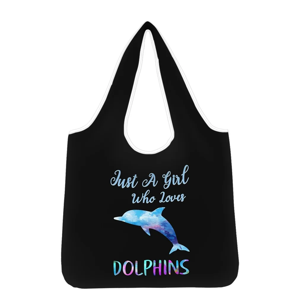 

Hycool Dolphin Print Tote Shopping Bags With Coin Pocket Custom Luxury Designer Handbag Reusable Shopping Bags Teacher Gift