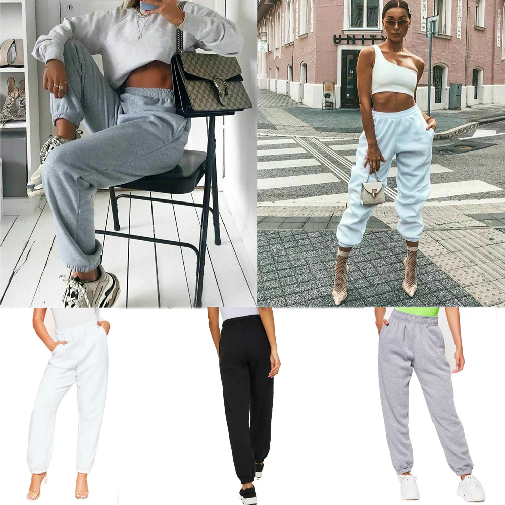 Women Casual Pants Fashion Hip Hop Dance Sport Running Jogging Harem Pants Sweatpants Jogger Baggy Trousers Black/Gray/White