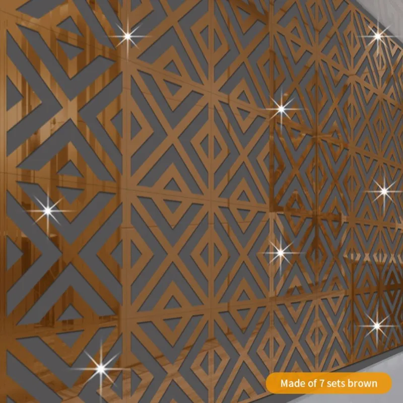 12Pcs 28*28cm 3D Mirror Wall Stickers DIY Hollow Acrylic Wall Home Decor Bedroom Living Room Decoration Sticker Self-adhesive