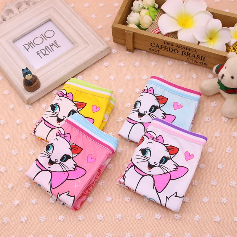 

4pcs/lot Children's Cotton Underwear Female Cartoon Printed Baby Girls Underwear Boxer Briefs Panties girls boxer underwear UD05