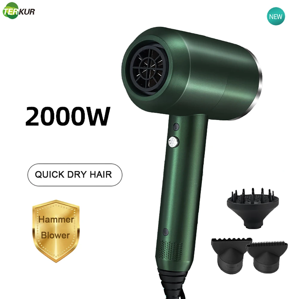 Hair Dryer with Diffuser Salon 2000W Negative Ionic  Blow  Fast Drying  3 Heat Settings 2 Speed & One Cool 