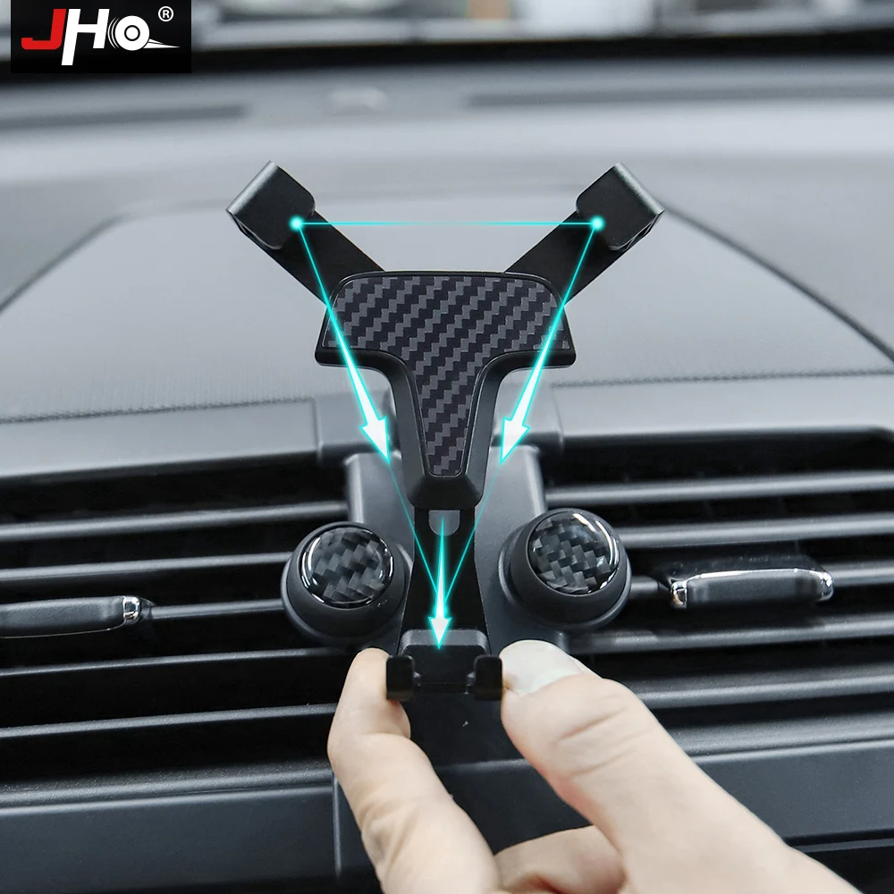 JHO Carbon Grain Gravity Air Vent Mobile Phone Holder Mount For FORD Explorer 2011-2019 2017 2018 2016 2015 2013 Limited Sport