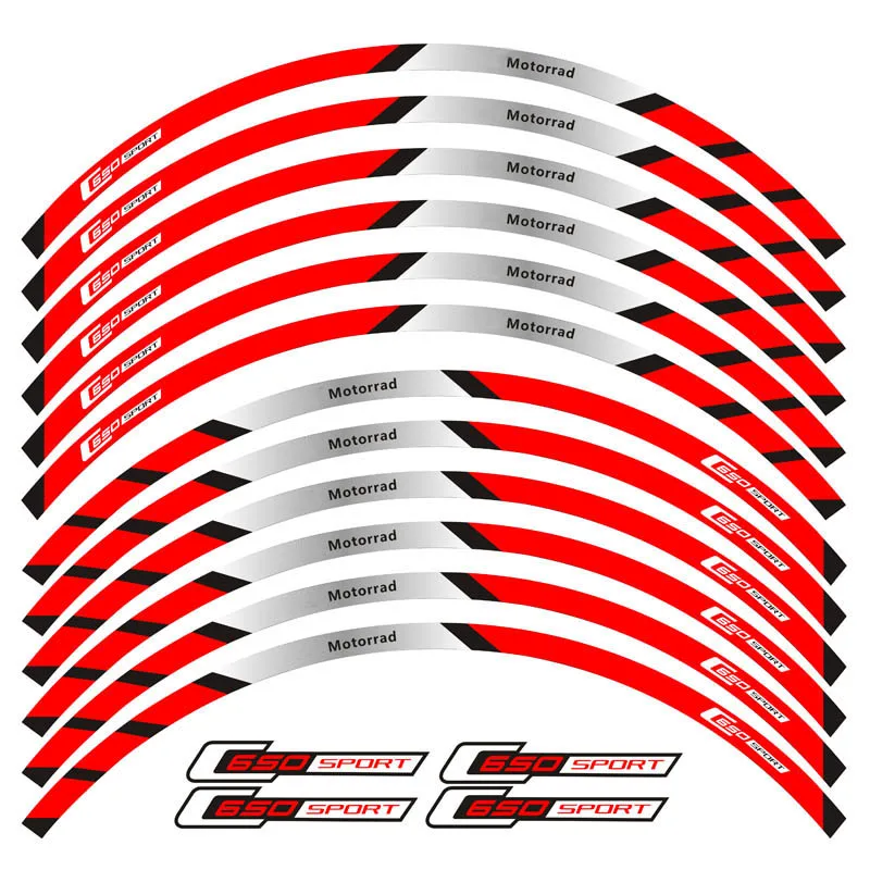 New high quality 12 Pcs Fit Motorcycle Wheel Sticker stripe Reflective  Rim For BMW C650 sport