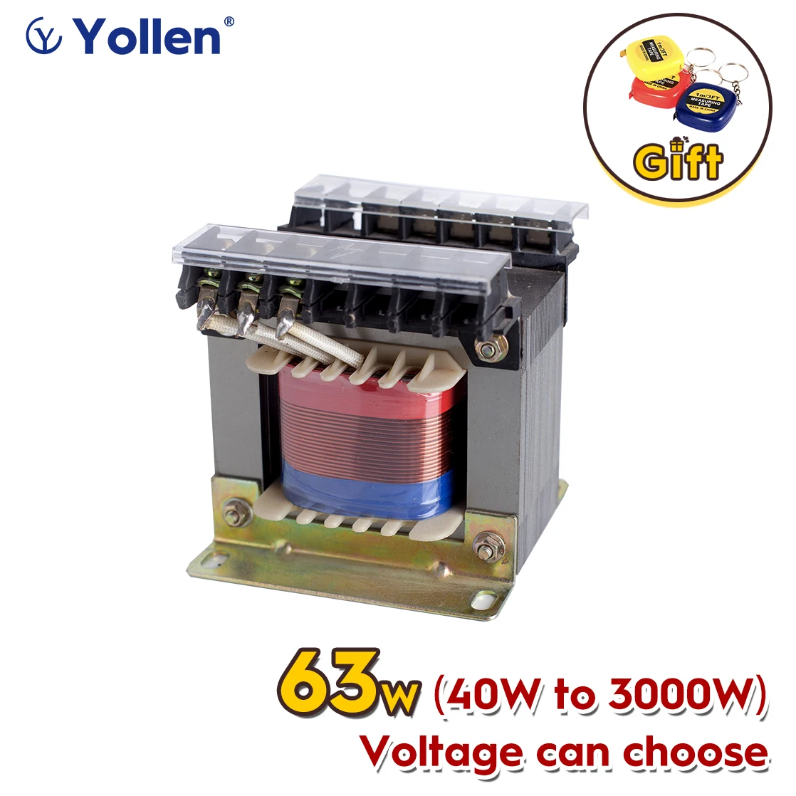 

JBK3 Series 63W Control Transformer 63VA Isolation Power Voltage can Customized 220V/380V/110V to 12V/18V/24V/48V Machine Tool