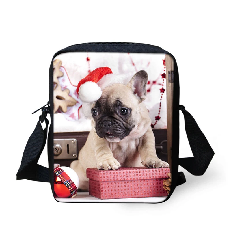 Cute French Pug Dog Print borsa a tracolla da donna Casual Mini borse a tracolla per Lady Merry Christmas Festival Handbags