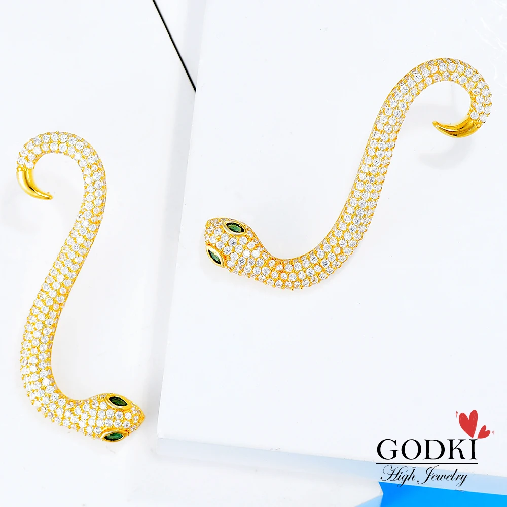 GODKI Luxury Snakes Cubic Zircon Bridal Wedding Imitation Pearl Long Drop Earrings For Women Jewelry boucle d'oreille femme 2018