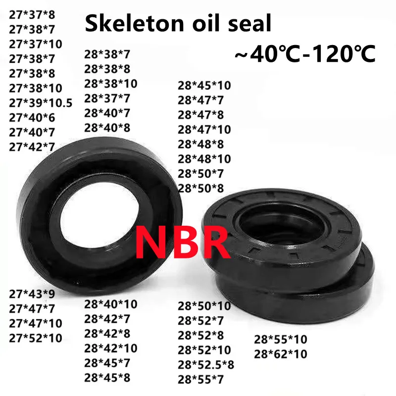 

TC Shaft Oil Seal 28*32/35/36/37/38/40/42/43/45*5/6/7/8/10mm NBR Black Mechanical Seal Spring Double Lip Gasket O-Ring
