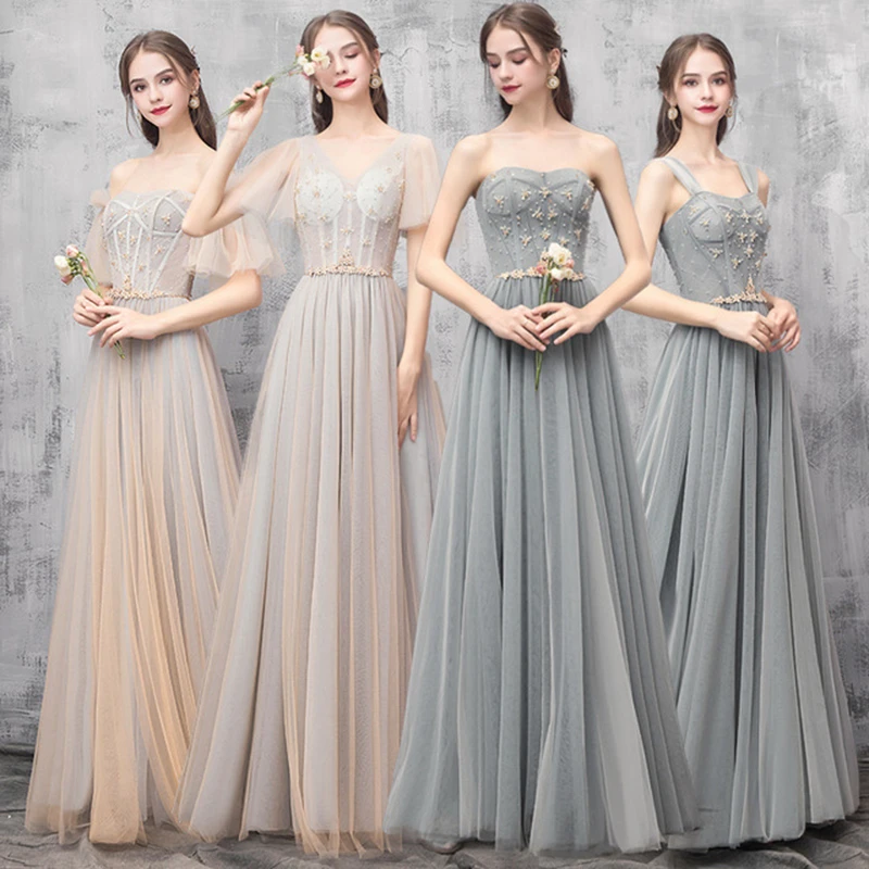 

Sexy V-neck evening dress women vestido bridesmaid dress banquet sister group dress skirt long section thin Chinese evening girl