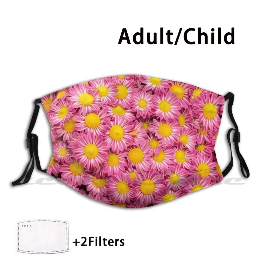 Pink Marguerite Daisy Flowers---Flowers Lovers Mask Cloth Washable DIY Filter Pm2.5 Adult Kids Flowers Flower Floral Summer