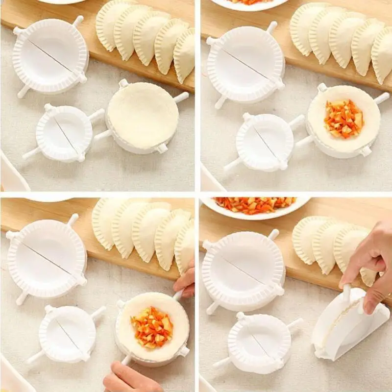 White 3pcs/set Dumpling Maker Gyoza Mold Ravioli Dough Pastry Pie Mould Dough Press 3 Size LX8445