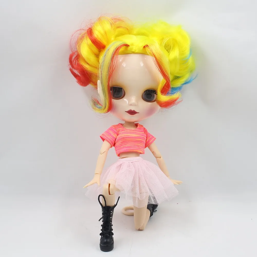 ICY DBS Blyth Doll Clawn cosplay Yellow mix red and blue hair white skin Joint body Neo 1/6 BJD ob24 anime girl