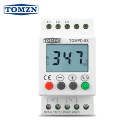 3 Phase Din rail Voltage Monitoring Sequence Protection Relay  adjustable Under Over Voltage Protector