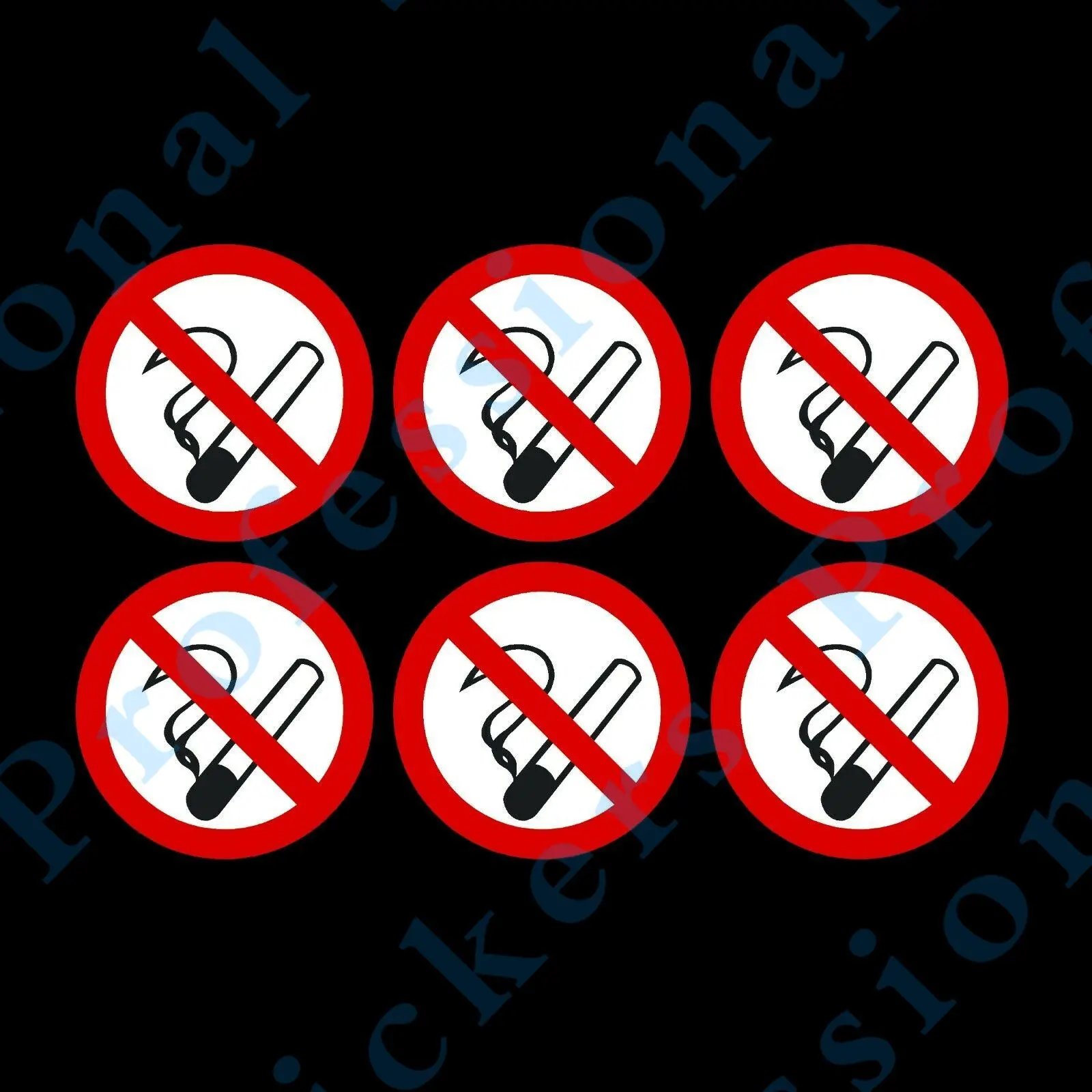 6x 75mm No Smoking Self Adhesive Stickers - Same Day Dispatch, Next Day Delivery Waterproof Vinyl  stickers for car Motos