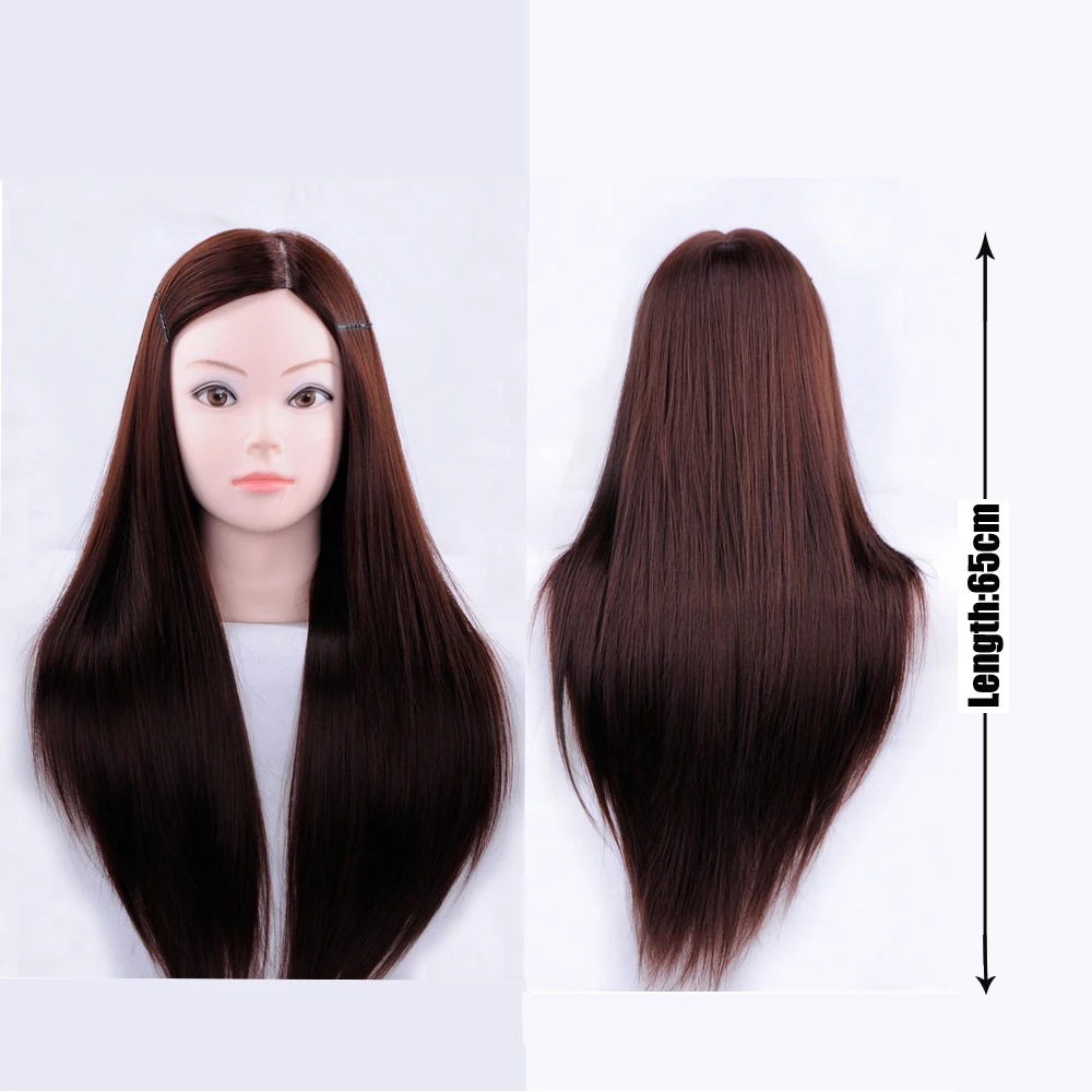 65cm Hair Styling Mannequin Head Maroon Hair Long Hair Hairstyle Hairdressing Training Doll Female Mannequins With Wig