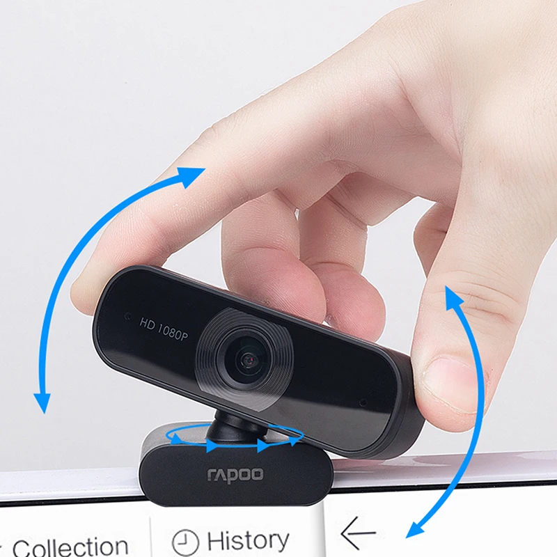 Оригинальная веб-камера Rapoo C260 HD 1080P с USB и микрофоном, вращающиеся камеры для прямой трансляции, видеовызова, Конференции